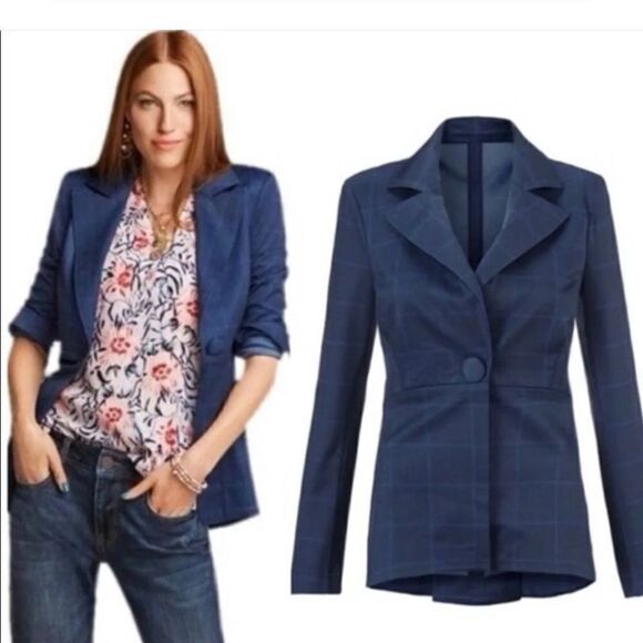 Cabi plaid one button front windowpane blazer - Picture 5 of 16